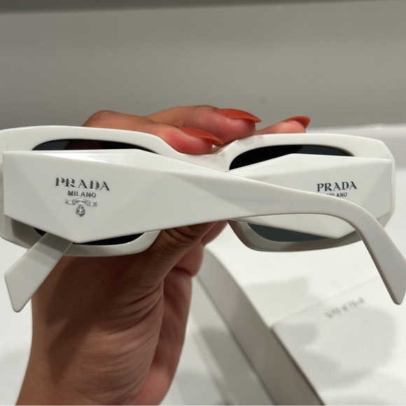 PRADA Authentic Symbole Triangle Logo Sunglasses- White - Picture 5 of 9